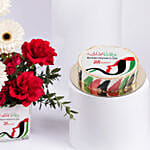 Luxury Emirati Womens Day Flower Arrangement With Cake