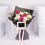 Blushing White Rose And Pink Gerbera Bouquet