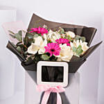 Blushing White Rose And Pink Gerbera Bouquet