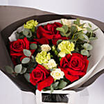 Classic Red Roses And Carnation Bouquet