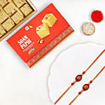Festive Beads Rakhi Set Of 2 With Soan Papdi
