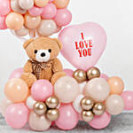 بالونات احبك مع دبدوب تيدي وردي