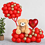 I Love You Balloon Arrangement With Teddy Red