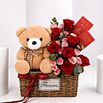 Love and Hugs Teddy Rose Basket