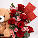 Love and Hugs Teddy Rose Basket