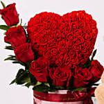 Valentines Heart Roses With Teddy