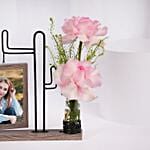Personalised Photo Frame With Floral Vase Stand