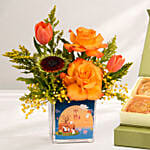 Happy Mid Autumn Festival Flower and Moon Cake