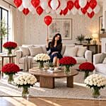 Balloons with Room Full of Roses