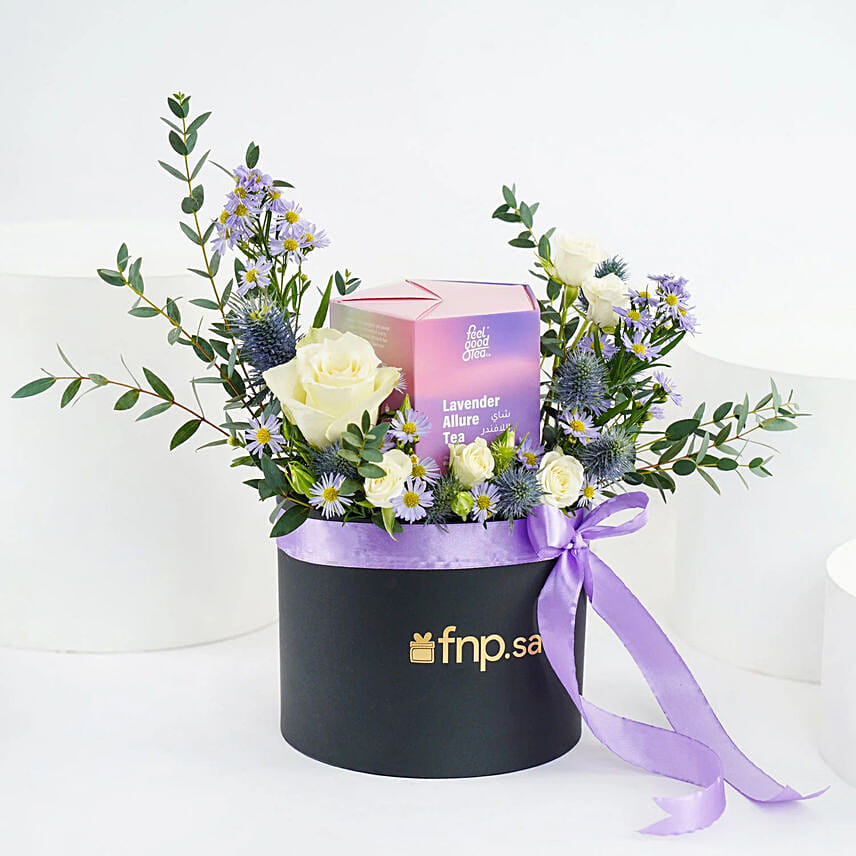 Flower Box N Lavender Feel Good Tea: Fathers Day Gifts to Saudi Arabia
