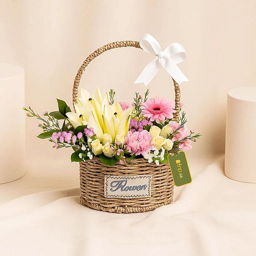 Touch Of Magic Floral Basket Arrangement: Send Flowers to Saudi Arabia