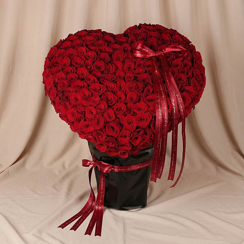 Love Eternal | Red Roses Heart Arrangement: Send Flowers to Saudi Arabia