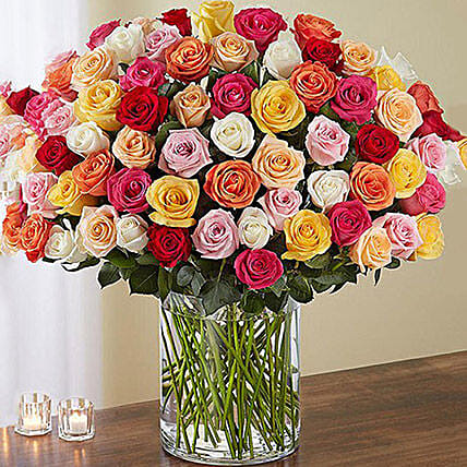 100 Mixed Roses Arrangement: Flowers To Al Khobar