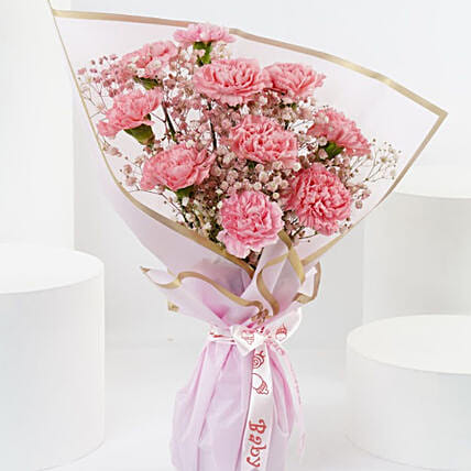 Baby Girl Welcoming Carnations Bouquet: 