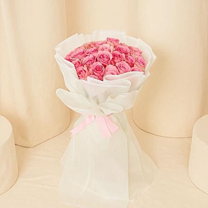 Exotic Pink Roses Flower Bouquet: Send Flowers to Saudi Arabia