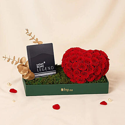 Legend EDP Men Perfume N Spray Rose Heart Arrangement: Fathers Day Gifts to Saudi Arabia