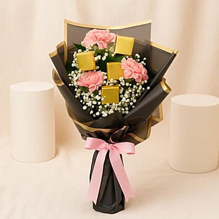 Pink Carnation N Chocolate Surprise: Send Gift Combos to Saudi Arabia