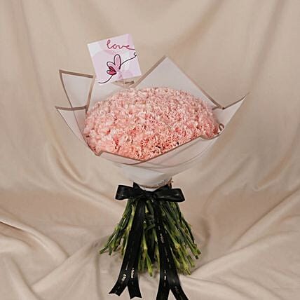 Valentine Pink Carnation Bouquet | 75 Flowers: Valentines Day Gifts to Saudi Arabia