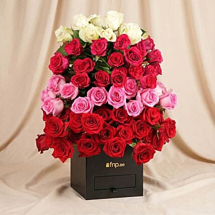 Colors of Valentine Baby Rose Box: Send Valentines Day Gifts to Saudi Arabia