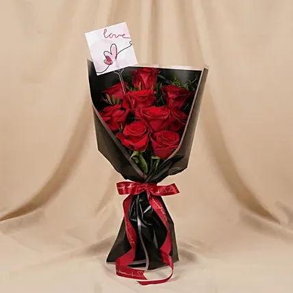 Love Tag Valentine Red Rose Flower Bouquet: Send Gifts to Saudi Arabia