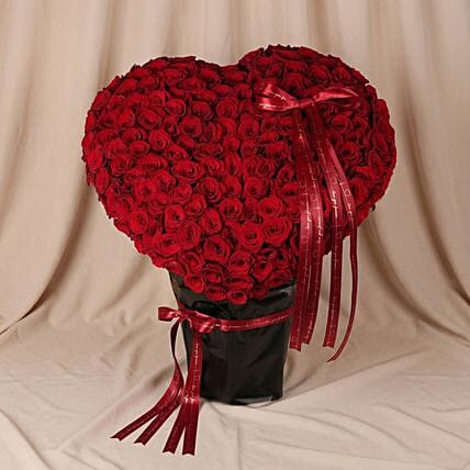Love Eternal | Red Roses Heart Arrangement: Send Flowers to Saudi Arabia