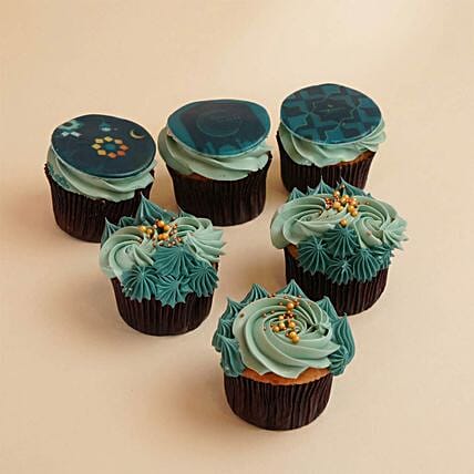 6 Moonlight Iftar Cupcakes Vanilla: Send Ramadan Gifts to Saudi Arabia