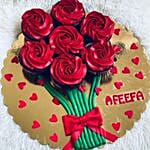 Marvelous Rose Cream Red Velvet Cup Cakes Set of 7