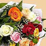 12 Mixed Color Roses Bouquet