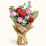 3 Pink 3 Red Roses Valentines Bouquet