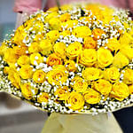 Alluring Yellow Roses Beautifully Tied Bouquet