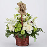 Basket of Mixed White Flowers