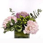 Beautiful Pink Hydrangea in Glass Vase