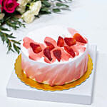 Beautifully Wraped Hand Bouquet with Strawberry Cake