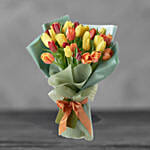 Beautifully Wrapped Mixed Tulips Bouquet