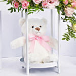 Blooming Rose Stand n Teddy Bear Combo