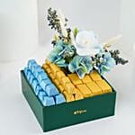 Blue And Gold Chocolate N Flower Box