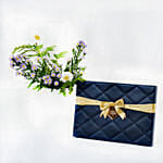 Bostani Leather Chocolate Box N Flowers Combo