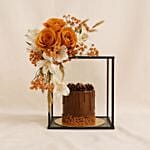 Chocolate Cake N Brown Roses Combo
