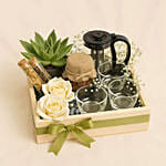 Coffee Serving Tray With Flowers N Plants