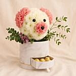 Cute Flowers Teddy Box With Chocolates