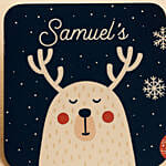 Cute Reindeer Name Personalized Mug N Coaster Blue