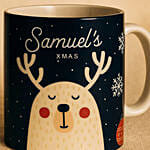 Cute Reindeer Name Personalized Mug N Coaster Blue