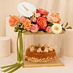 Dates N Nuts Caramel Cake With Flower Box