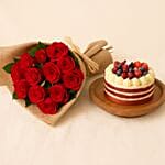 Dessert Charm Red Velvet Cake With Roses