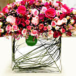 Exotic Mixed Roses Glass Vase Arrangement