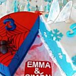 Frozen And Spiderman Theme Cake 16 Portions Vanilla