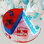 Frozen And Spiderman Theme Cake 8 Portions Chocolate