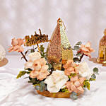 Golden Tray Flower Eid Arrangement