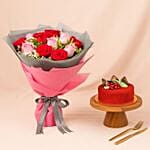 Happiness Red N Pink Roses Bouquet Combo