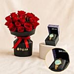 Just Cavalli Yellow Gold Turquoise Women Watch N Flower Bouquet